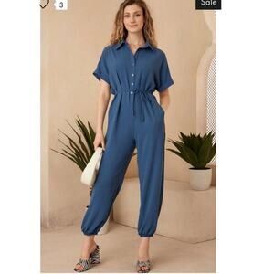JQ by Jenerique sz 8 blue jumpsuit with pockets ‎ NWT